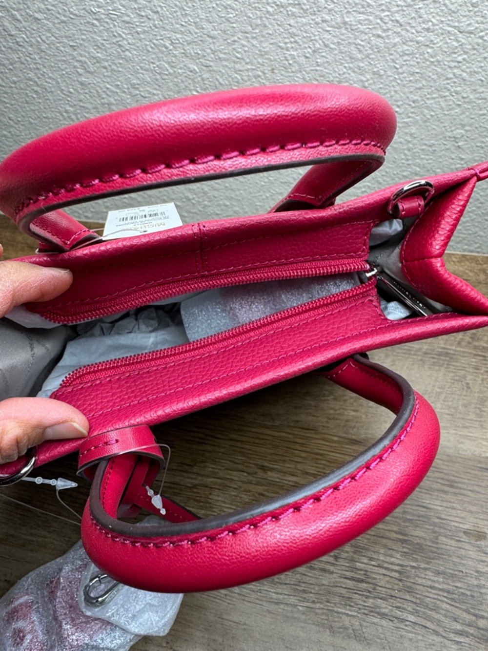 Michael Kors Hot Pink Pebbled Leather Satchel with Detachable Strap - Picture 6 of 6
